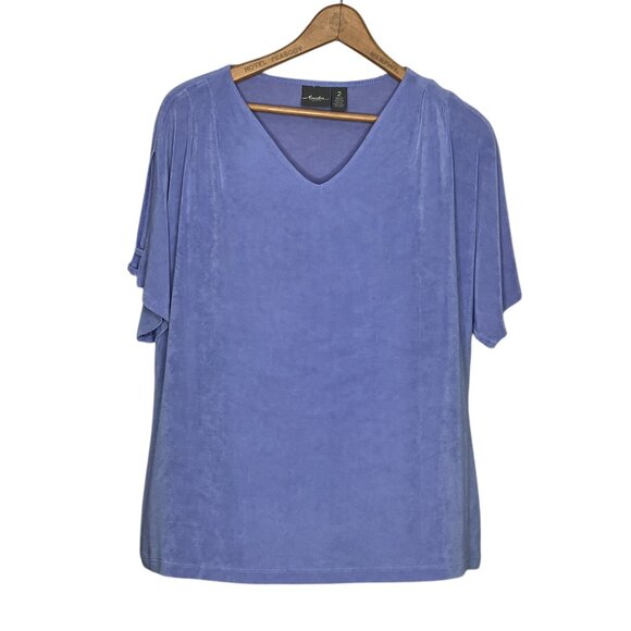 Chico's Tops - Chico's Travelers 2 Periwinkle Slinky Travel‎ Knit V-Neck Shirt Large L 12 14